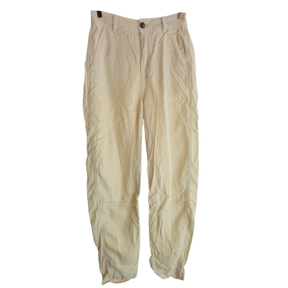 Everlane Womens Buttersoft Chino Pants Parchment High Waist Barrel Leg 00